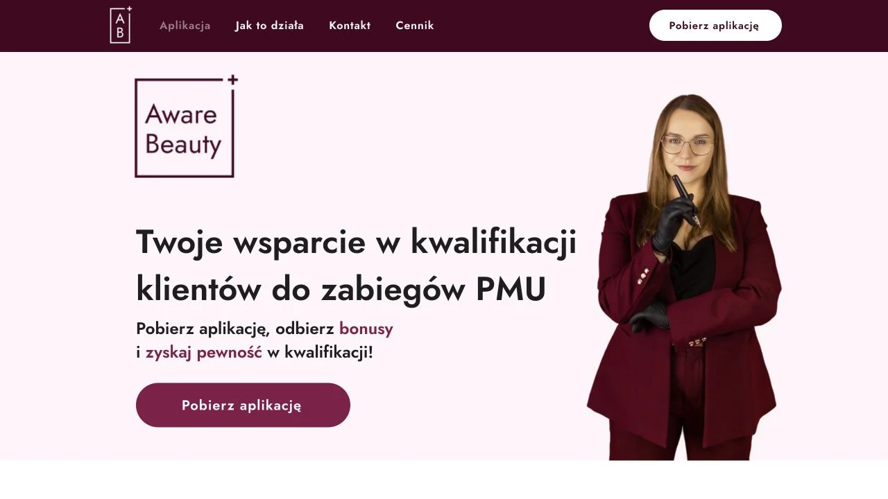 Podgląd strony produktu Aware Beauty